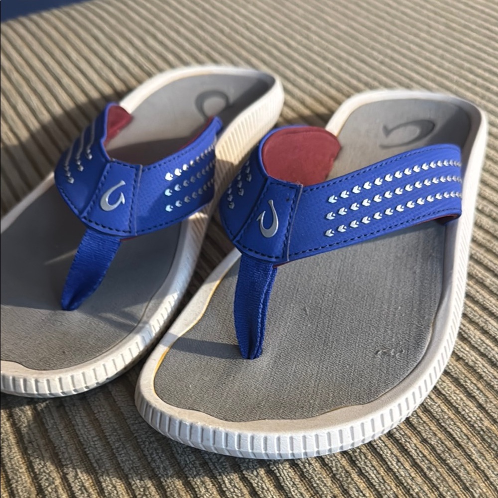 OluKai Blue and Gray Sandals